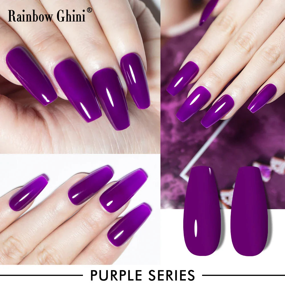 Rainbow Ghini UV LED Glitter Purple Gel Nail Polish 15ml Manicure Art Accessories Nail Glue Supplies for Professionals Varnishes Lootquake LLC