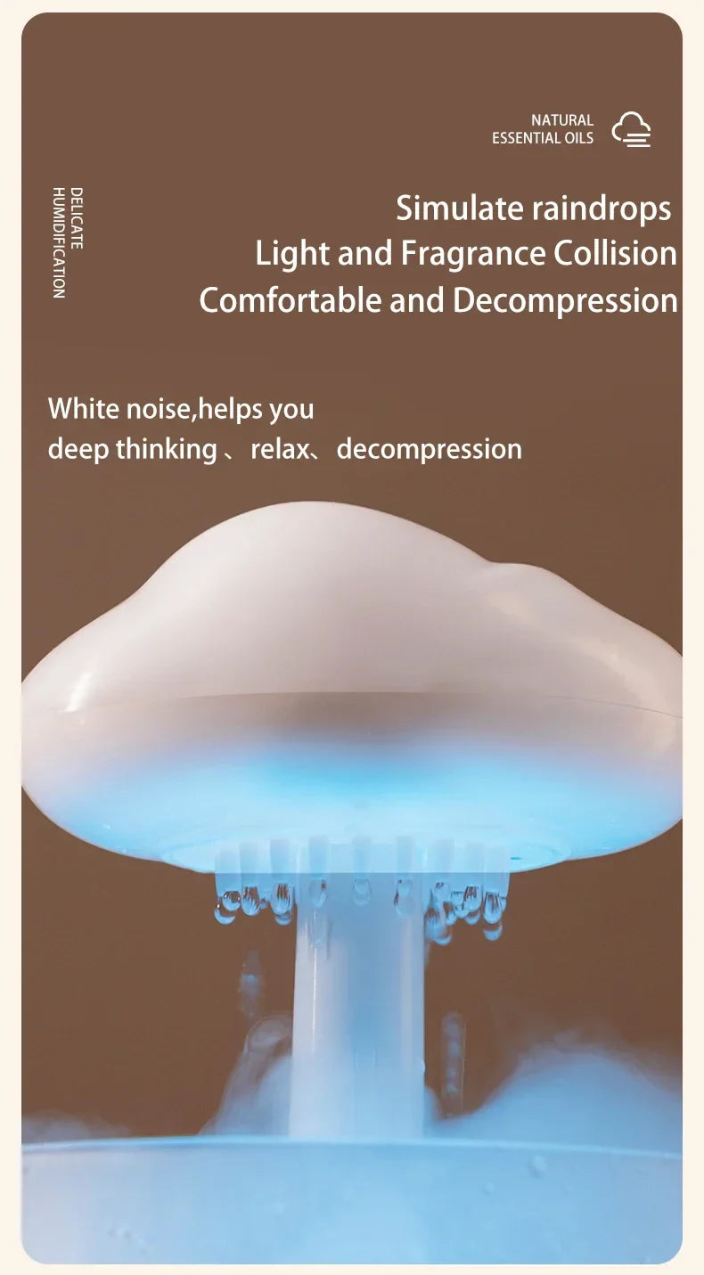 300ml 5W USB Air Diffuser Bluetooth Rain Cloud Humidifier Design Mushroom Lamp Colorful NightLight Ultrasonic Aroma Diffuser