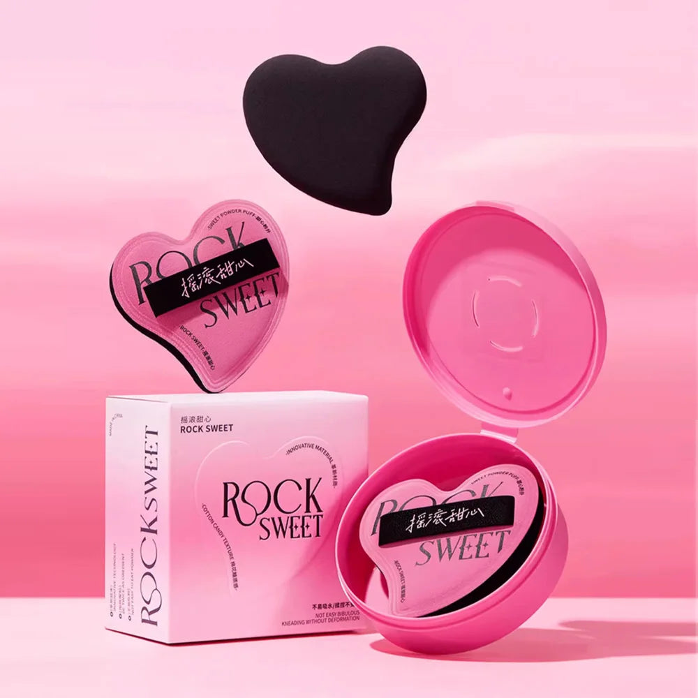 ROCK SWEET Cotton Candy Heart-shaped Pink Soft Makeup Soft Wet And Dry Dual-use Liquid Foundation Powder Puff Lootquake LLC