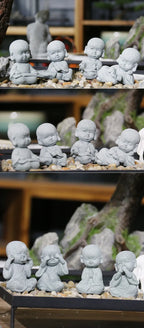 Buddha Stone Statue Little Buddhist Monks Tibetan Buddhism Figurines Zen Garden Ornament Meditation Home Aquarium Decoration Lootquake LLC