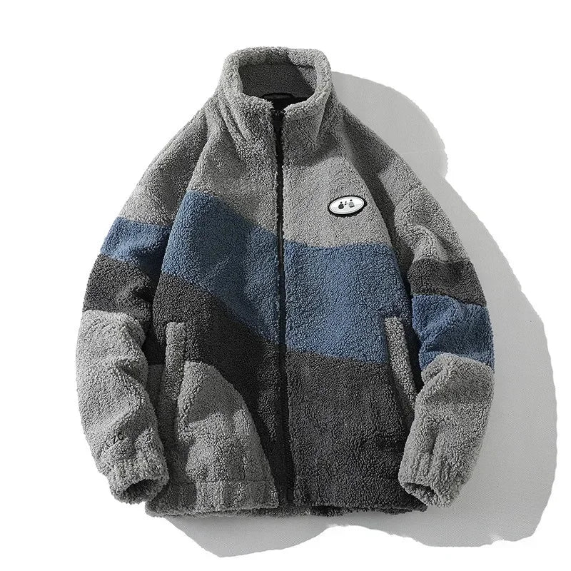 Men's Jacket Oversize Contrast Color Coat Warm Male Outwear Winter Parkas Jacket Men's Clothes Pi-Mart