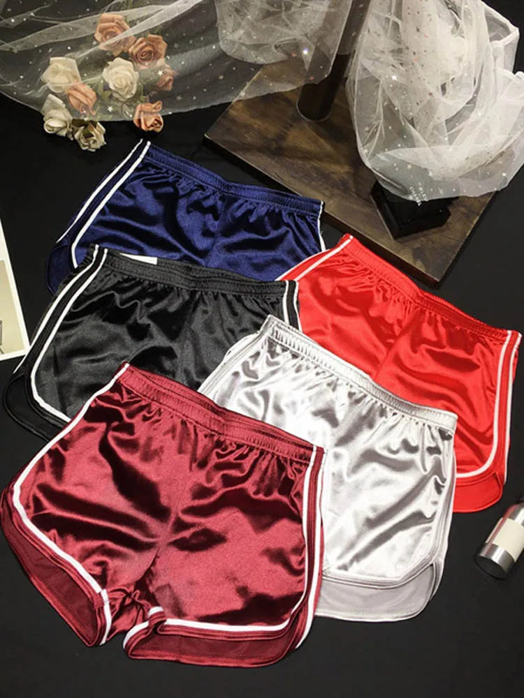 Women's Summer Silk Beach Shorts - White Edge THRIXINE