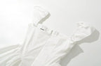 YENKYE Summer Women Sexy Fit And Flare White Mini Dresses Short Sleeve Low Waist Elegant Party Dress Ladies Bridesmaids Robe