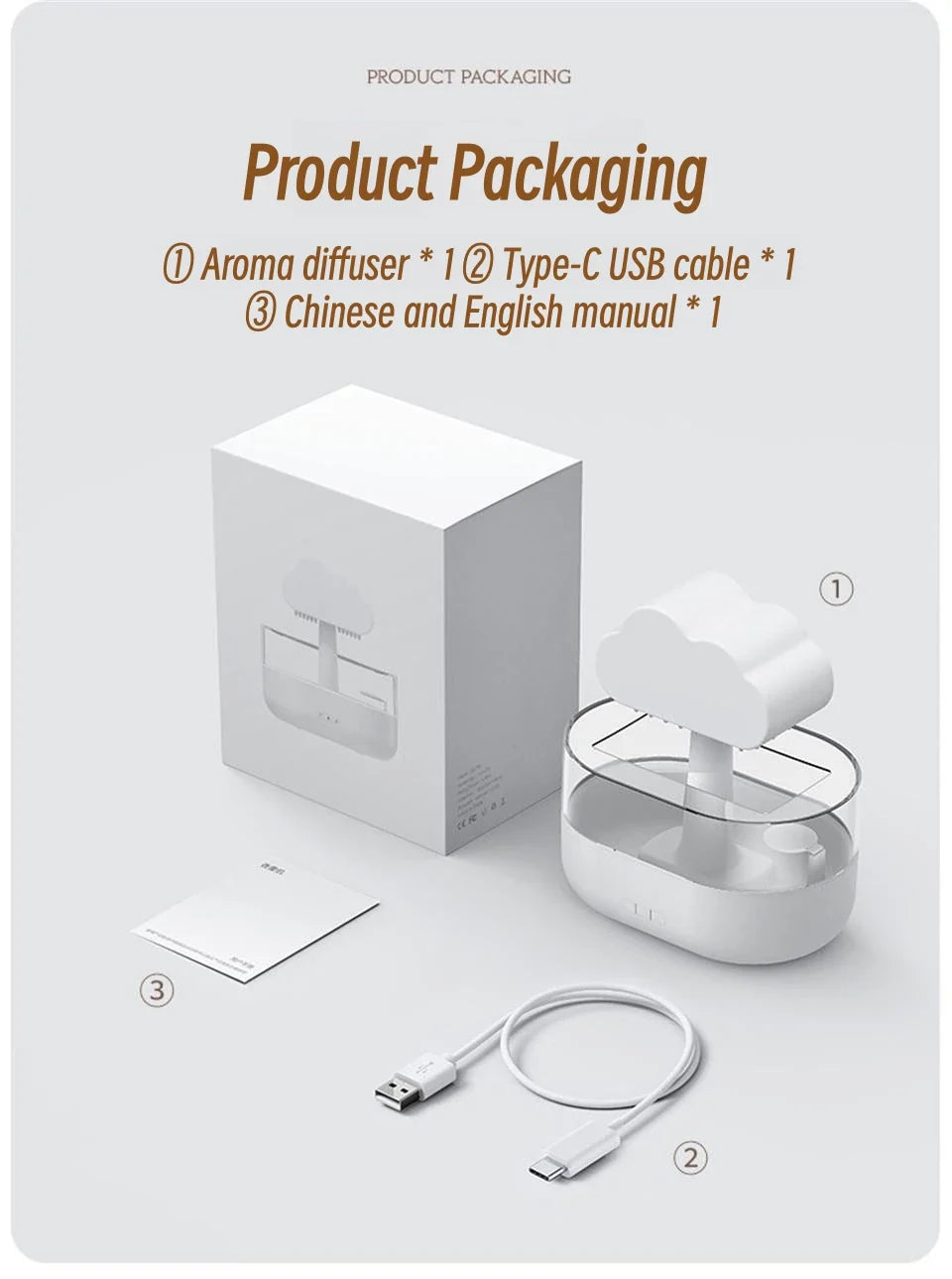Mi Mushroom Air Humidifier Wireless Fragrance Diffuser Bedroom Essential Oils Diffuser Rain Cloud Night Light Home Appliance Lootquake LLC
