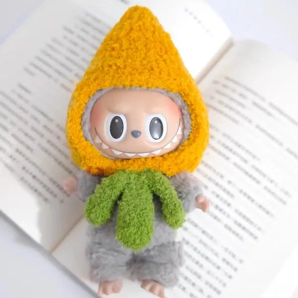 Labubu doll pendant, rubber doll clothes, rabubu v2v1 sitting party head cover hat heartbeat macaron 17cm 15CM Lootquake LLC