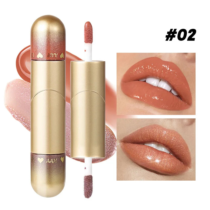 1pcs Double-head lip gloss lipstick, hydrating and moisturizing, foldable, sparkling mirror-like, nourishing lip gloss Lootquake LLC