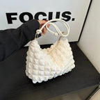 Canvas Wrinkle Bag for Women Shoulder Bags Pleated Bubbles Handbags Padded Casual Underarm Quilted Bag Tote Cloud Bag Purse