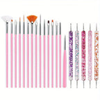 20PCS Nail Art Brush Set for Design, Painting, Drawing, Carving, Dotting, and Manicure Tools - Unscented Acrylic Gel UV Polish