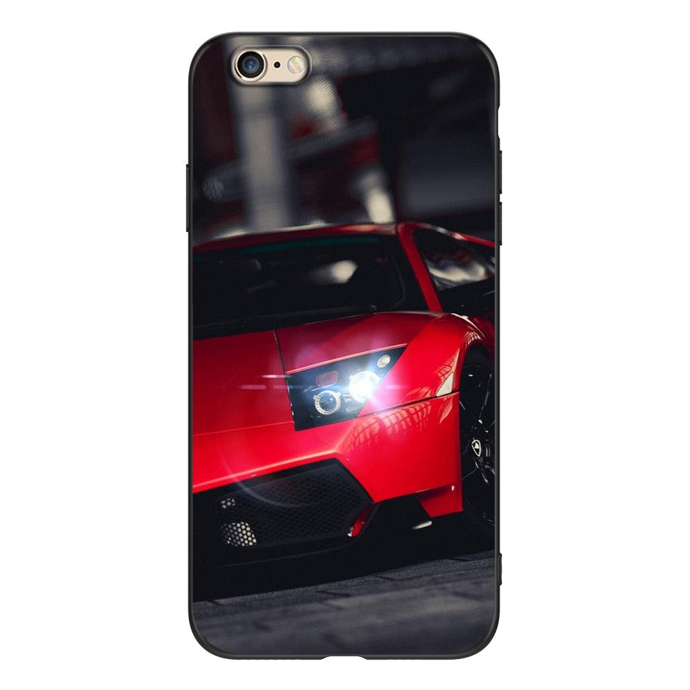 Cute Cover Soft Silicone Print Cars Print Phone Case For Iphone 5s 5 S Se 2016 4.0" Case Phone Cover On  Iphone 6s 6 S Plus Funda Bumper Black Case Sport Race Car Stevvex