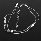 Silver color Stars Anklet Double Layer plated Charms Ankle Bracelet Jewellery Anklets For Women Foot Jewelry Love 2023 new hot Lootquake LLC