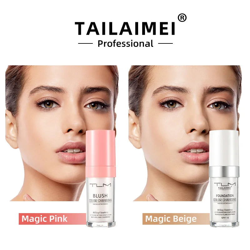 TLM Foundation Color Changing Mike Makeup For Full Coverage Blush Cream Brightening Moisturizing Longlasting Non-flading Makeup Lootquake LLC