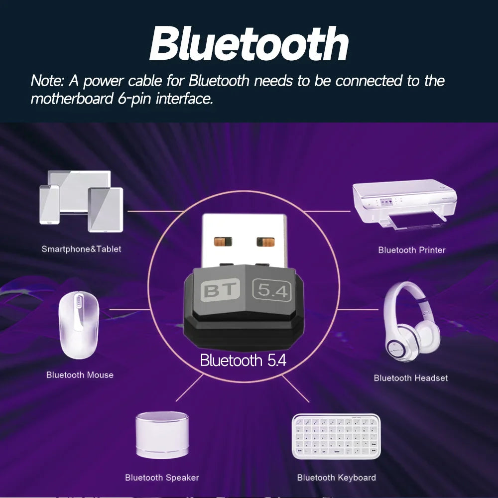 USB Bluetooth 5.4 5.3 Dongle Adapter for PC Speaker Wireless Mouse Keyboard Music Audio Receiver Transmitter Drive free Lootquake LLC