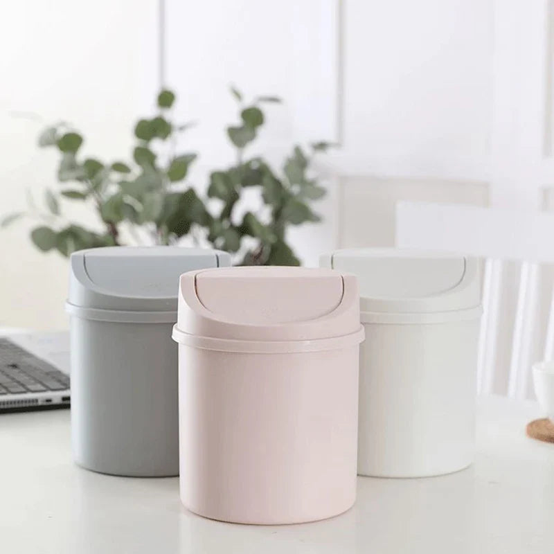 Mini Desktop Bin Small Trash Can Tube With Cover Bedroom Trash Can Garbage Can Clean Workspace Storage Box Home Desk Lootquake LLC