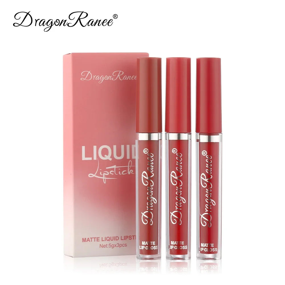 3 PCS Liquid Lipsticks Set Long Lasting Make Up For Women Korean Beauty Cosmetics Matte Lipsticks Waterproof Long lasting Lootquake LLC
