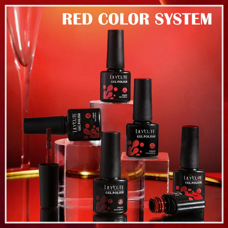 LILYCUTE 5Pcs/Set 7ML Red Brown Nail Gel DIY Nail Art Semi Permanent UV Gel Polish Long Lasting Design Manicure Kit Supplies Lootquake LLC