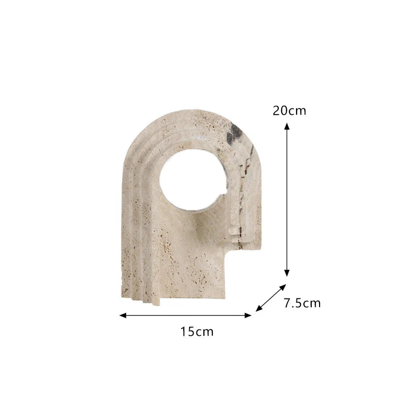 Travertine Sculptures and Figurines Archway Shape Statue for Shelf Coffee Table TV Cabinet Bookshelf Living Room Home Decoration