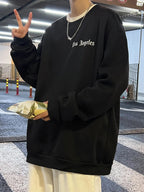 Art Letter Los Angeles Male Sweatshirts Hip Hop Simple Pullovers Fleece Casual Hoodies Autumn Comfortable Streetwear Sportswear Lootquake LLC