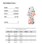 Plus Size New for Summer 2024 Women's Long Sleeve Floral Dress V-Neck Button Long Dress Long Sleeve Button Down Dress