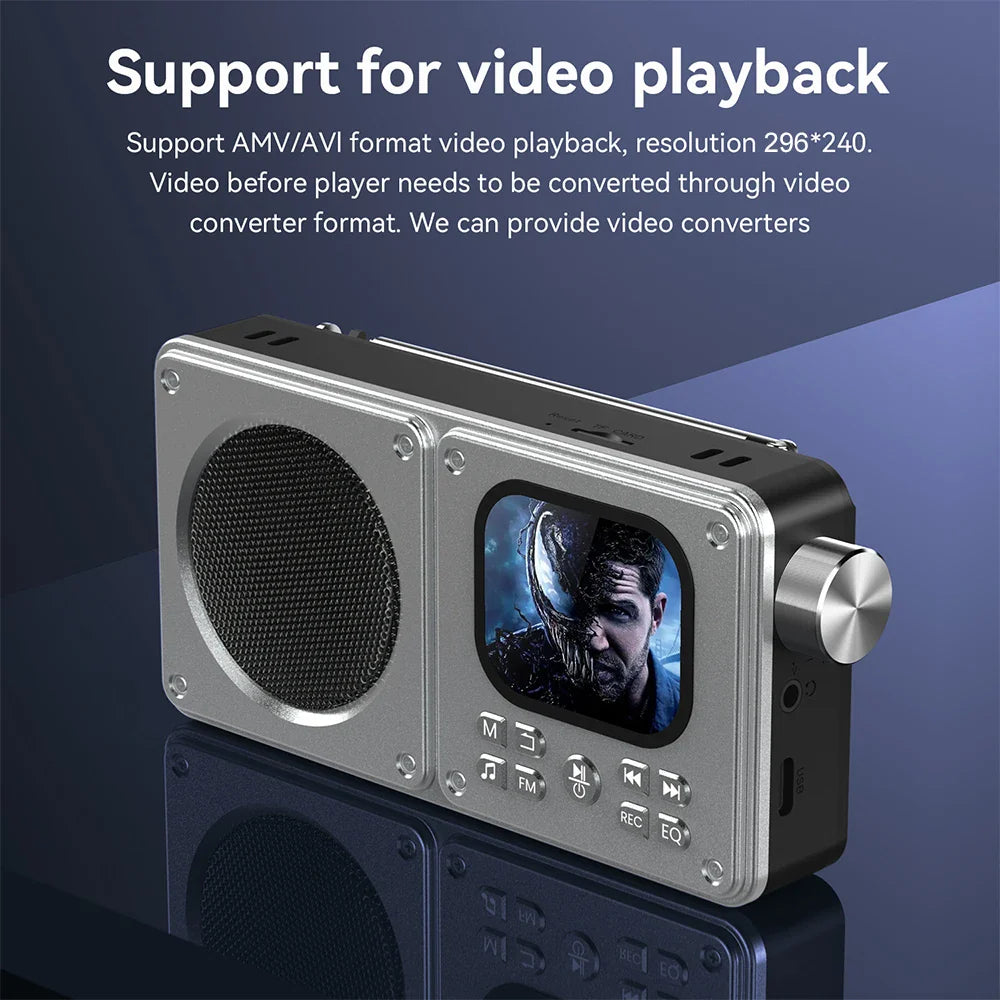 Wireless Bluetooth5.4 Speakers 87.5-108MHz Portable FM Radio Outdoor Radio MP3 Music Player Support Earphone TF Card Video Clock Lootquake LLC