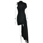 Irregular Pleated Mini Dress | Tassel Hem Streetwear Dress - Femstylo