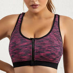 Space-Dyed Zip Sports Bra - Shockproof Style
