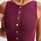 Fashion Knitted Long Dress For Women Elegant Sleeveless Button Maxi Sweater Bodycon Dresses Female Party Fashion Vestidos 2024 N