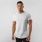 Cotton Plain Tops Tees Fitness Mens THRIXINE