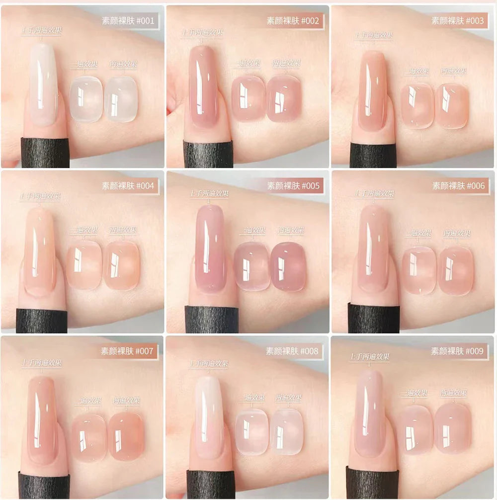 9 Pcs French Pink Crystal Sugar Gel Nail Polish Nail UV Gel Varnish Soak Off Gelpolish Gel Varnish Nail Art Lacque Primer