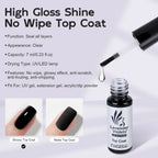 7ml No Wipe Glossy Top Coat, High Glossy Shine Effect Soak Off Gel Nail Polish Long Lasting for Salon Home DIY Manicure Nail Art Lootquake LLC