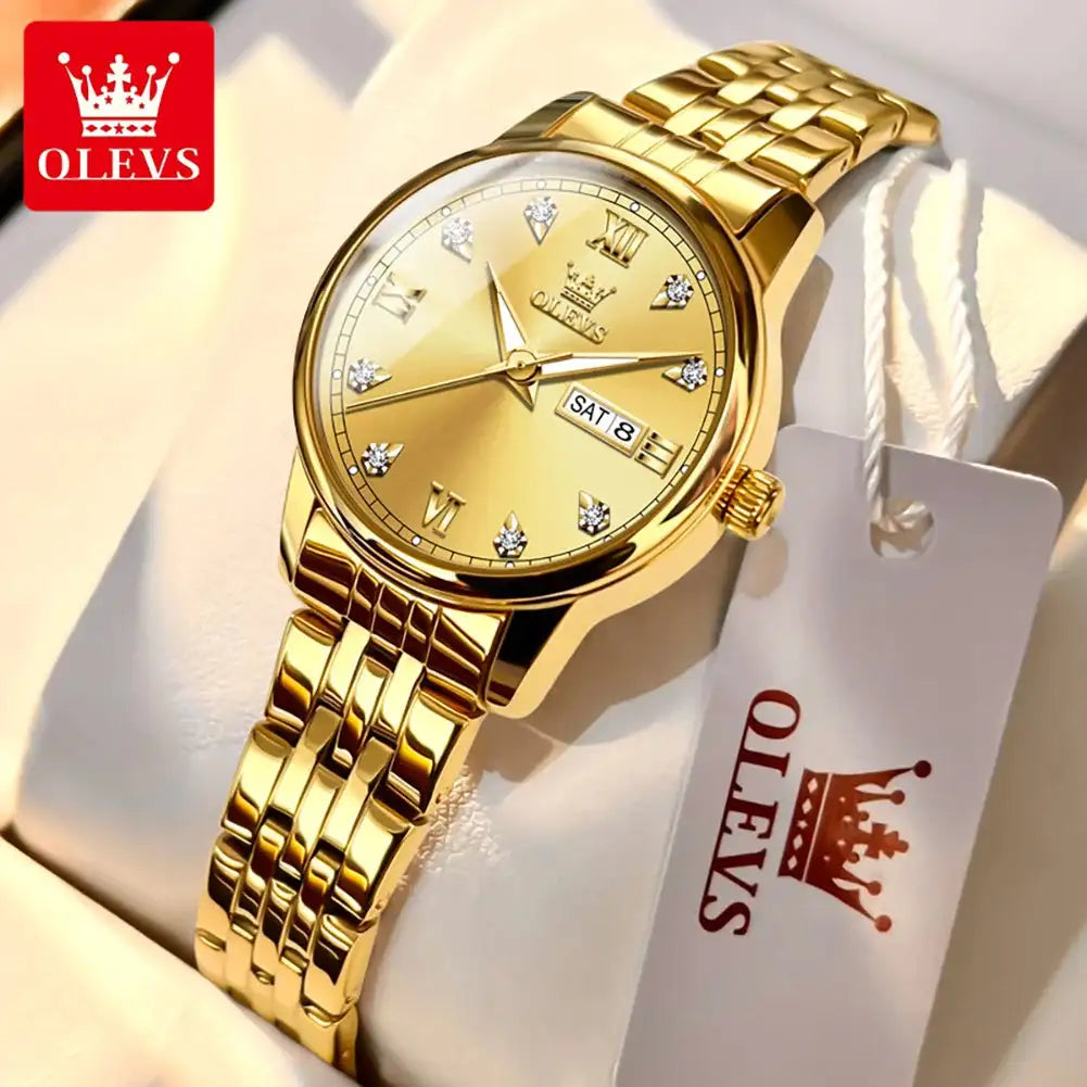 OLEVS Luxury Brand Quartz Watch for Women Stainless Steel Waterproof Ladies Wristwatch Fashion Diamond Dial Women's Watch New In