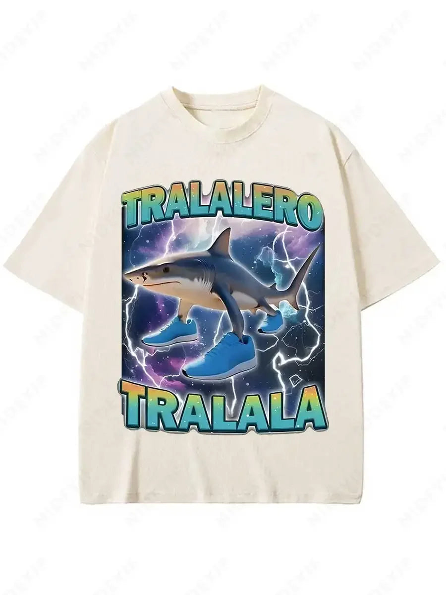 Tralalero Tralala Funny Shark Meme T-shirt Gifts Women's Fashion Gothic Vintage T-shirts Casual T Shirt Pi-Mart
