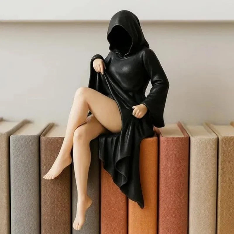 Women Statue Masked Women Desktop Ornament Mysterious Lady Statue for Desk Room Fireplace Shelf Mantel Table Entryway Lootquake LLC