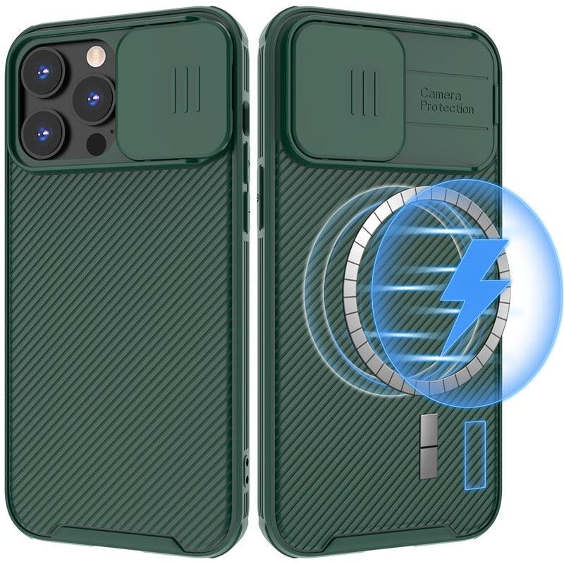 Camera Case Wireless Charging  with Sliding Lens Cover Slim Magnetic Case For iPhone 13Pro Slide Lens Protection Magnetic Wireless Charging Phone Case For iPhone 13 12 Pro Max 13 Shockproof iphone Cover Stevvex