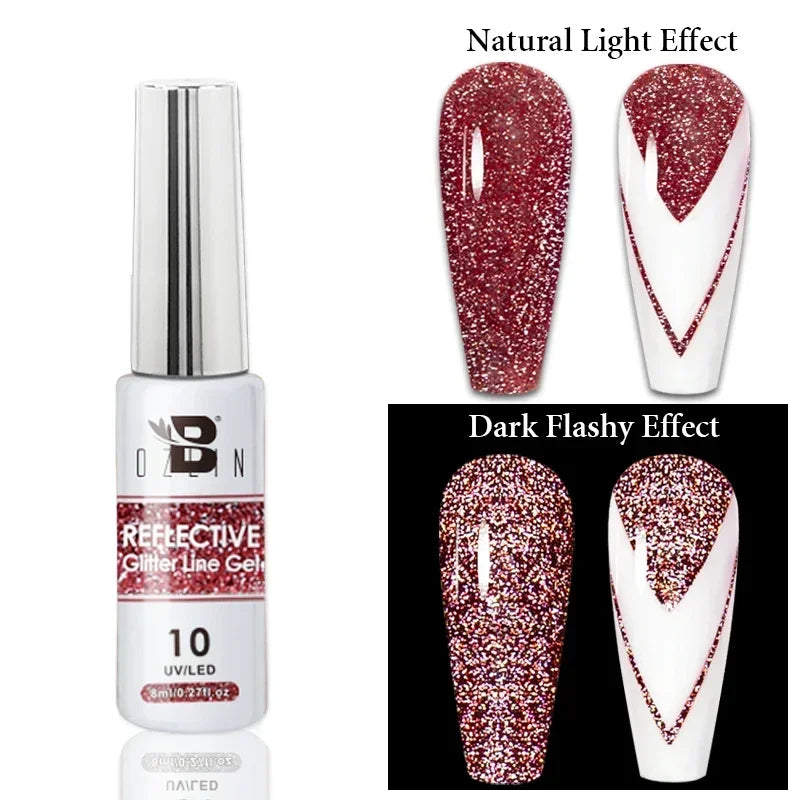 5ML Gold Silver Metallic Liner Paint Gel Polish Chrome Mirror Metal Effect Super Bright French UV LED Semi Permanent Nail Gel Lootquake LLC