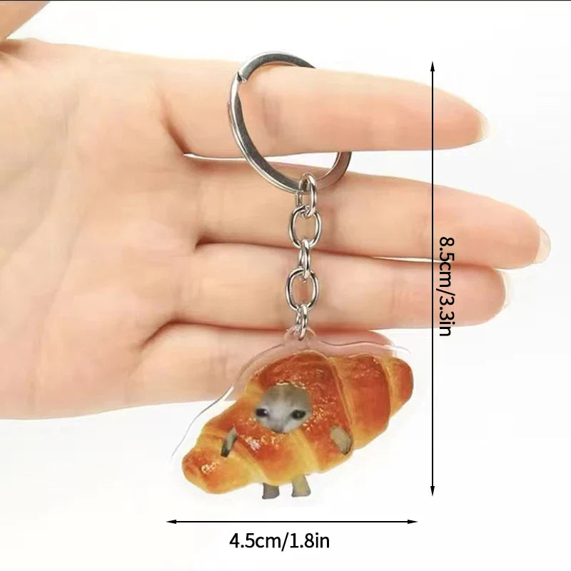 Funny Banana Cat Key Chain Creative Acrylic Happy Cats Schoolbag Pendant Bag Accessories DIY Mobile phone Lanyard Student Gift Lootquake LLC