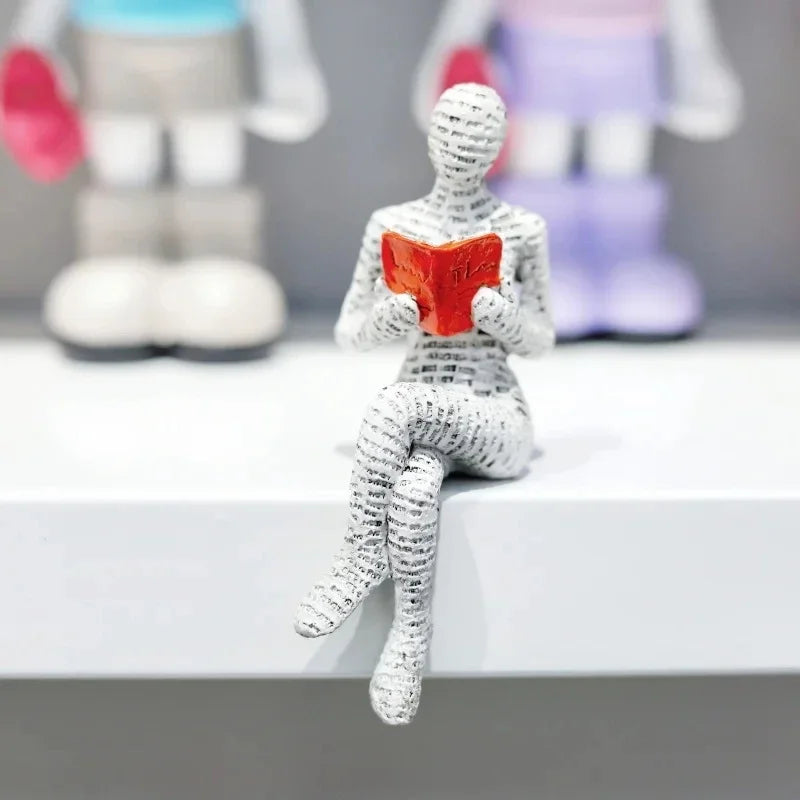 Creative Thinker Statue Artistic Reading Woman Modern Design for Home Office Bookshelf TV Cabinet Decoration and Desk Ornament