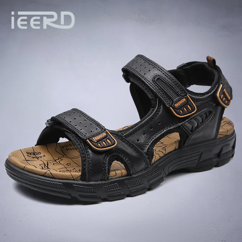 Outdoor Wading Summer Sandals For Men Anti Slip Cool Leather Slides With Arch Support and Massage Plus Size Beach Sandalias Lootquake LLC