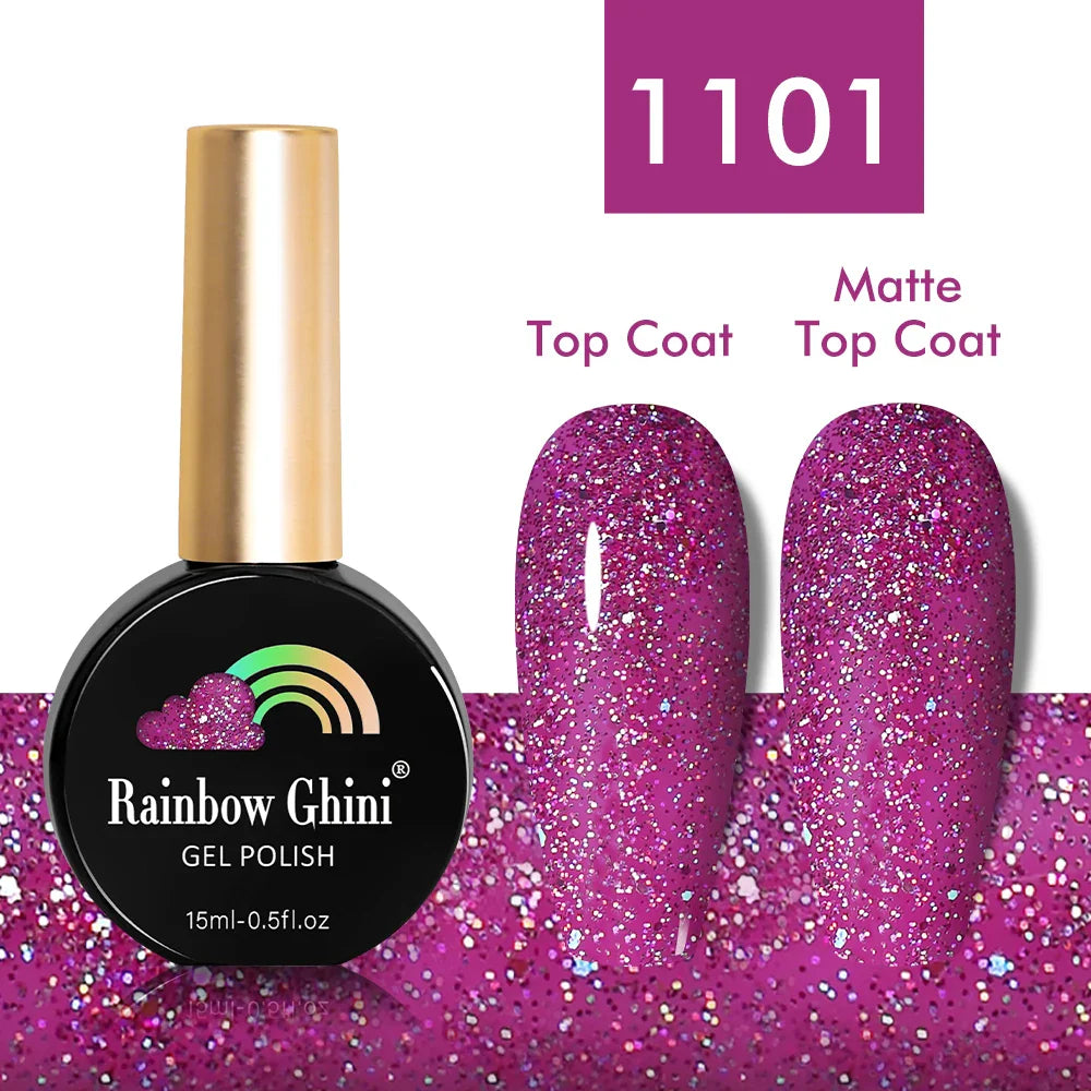 Rainbow Ghini UV LED Glitter Purple Gel Nail Polish 15ml Manicure Art Accessories Nail Glue Supplies for Professionals Varnishes Lootquake LLC