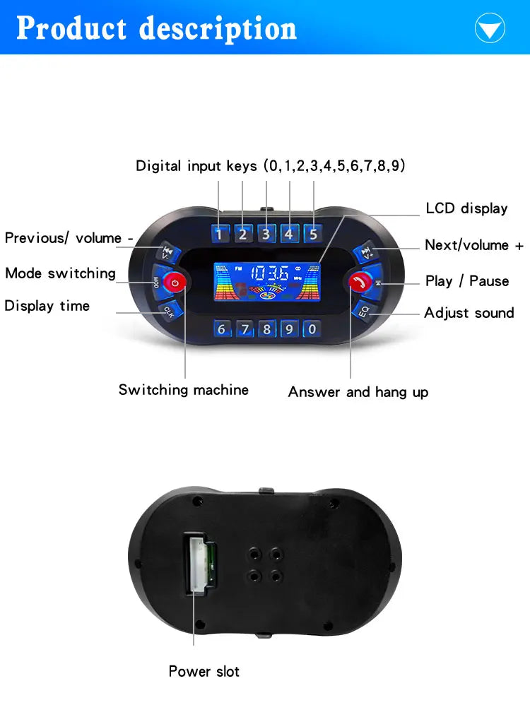 Motorcycle Bluetooth Speaker Amplifier Output 2.1A Music MP3 Player Burglar Alarm Siren USB Stereo Loud Speaker FM Radio MT730 Lootquake LLC