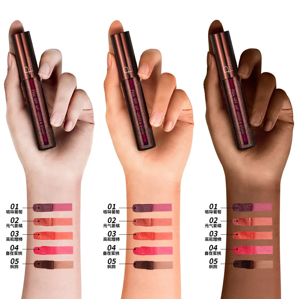 5Color Liquid Peel-off Lip Gloss Waterproof Long-lasting Matte Lipstick Non-stick Cup Makeup Moisturizing Lip Tattoo Pigment Lootquake LLC