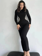 Hawthaw Women 2023 Autumn Winter Long Sleeve Party Club Streetwear Bodycon Black Long Dress Wholesale Items For Business