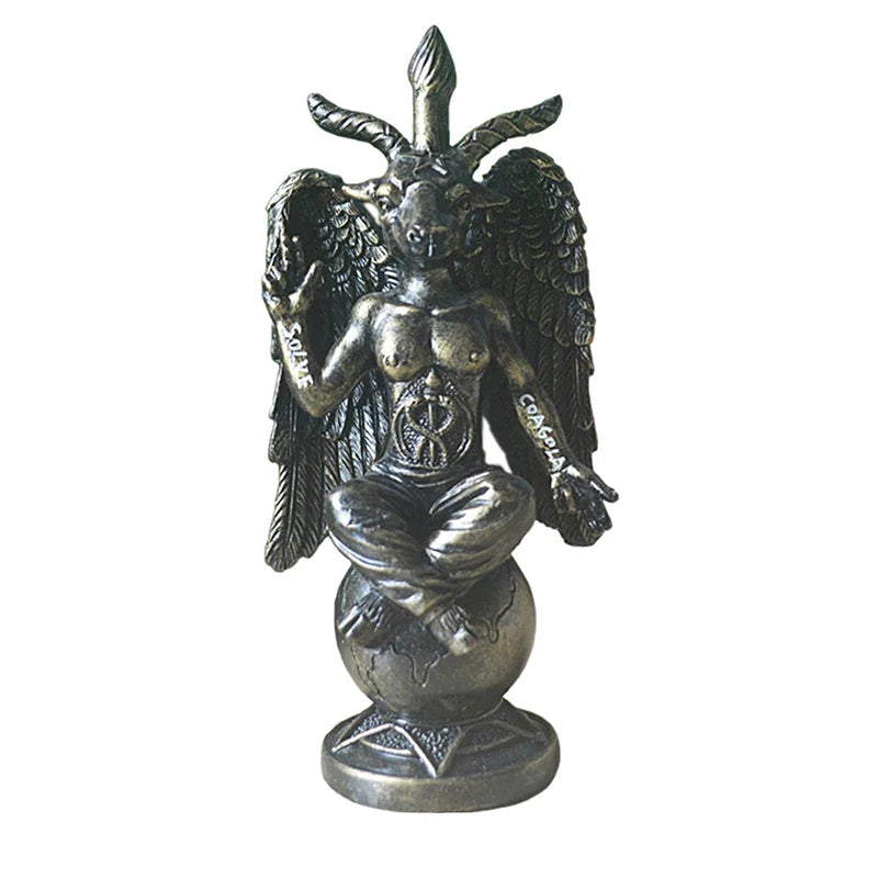 Horned God Baphomet, Sabbatic Goat Statue; Mendes Divine Goat Idol; Satanic Church Resin Figurine