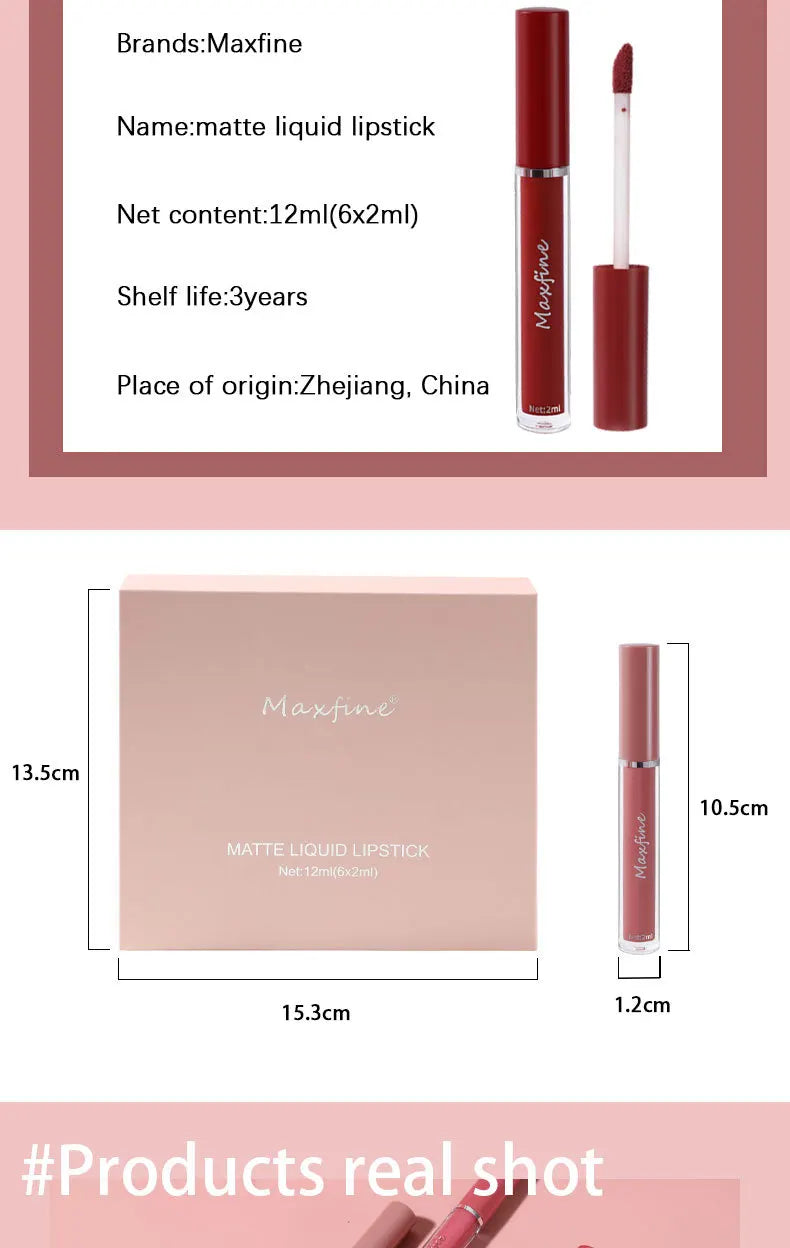 Matte Lip Gloss Set 6 Color Lipstick Smooth And Lasting Display Lip Gloss Waterproof Moisturizing Lipstick Holiday Gift Box Set Lootquake LLC