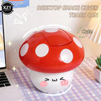 Cute Garbage Can Waste Bin with Lid Detachable Collect Rubbish Red Mushroom Table Desk Binwastebaske Mini Household Accessories