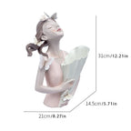 New Butterfly Girl Sculpture Vase Bust Model Art Modern Storage Statues Home Living Room Desktop Decor Character Figurine