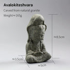 Avalokitesvara Buddha Statue Granite Sculpture Figurine Meditation Miniatures Ornament Home Decoration Crafts Antique Art Gift