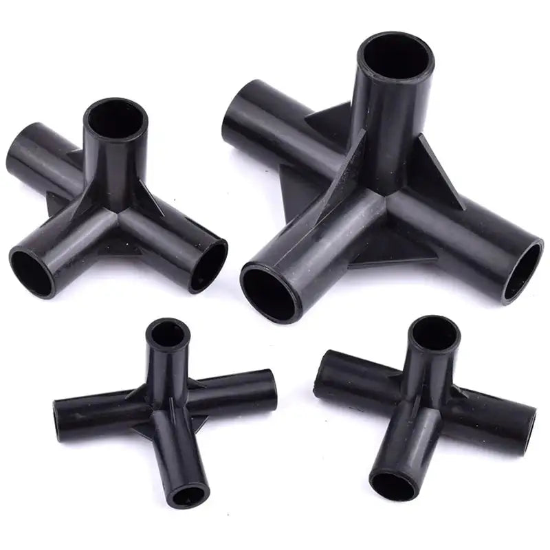 8/12/16/19mm Black PVC Pipe Fittings 4-way Connector Tent Wardrobe Fixed Fittings Plants Support Joint, DIY Shelf Tube Fittings
