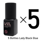 5 Bottles Lady Black Lash Glue Korea Dry Fastest Strongest False Eyelash Extensions Glue 5ml Makeup Tools Professional Adhesive Lootquake LLC