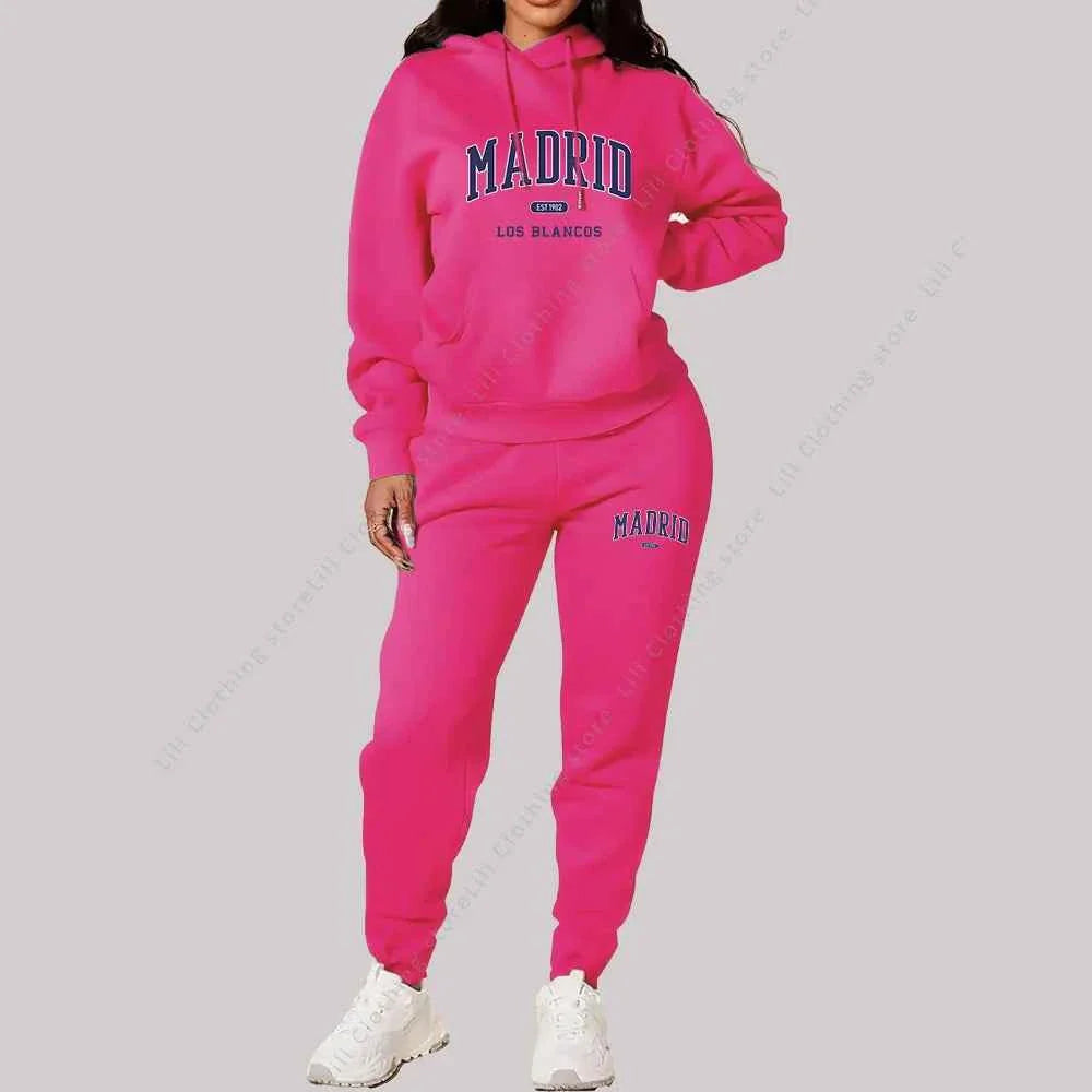 Madrid Print Women's TrackSuit 2-Piece Set THRIXINE