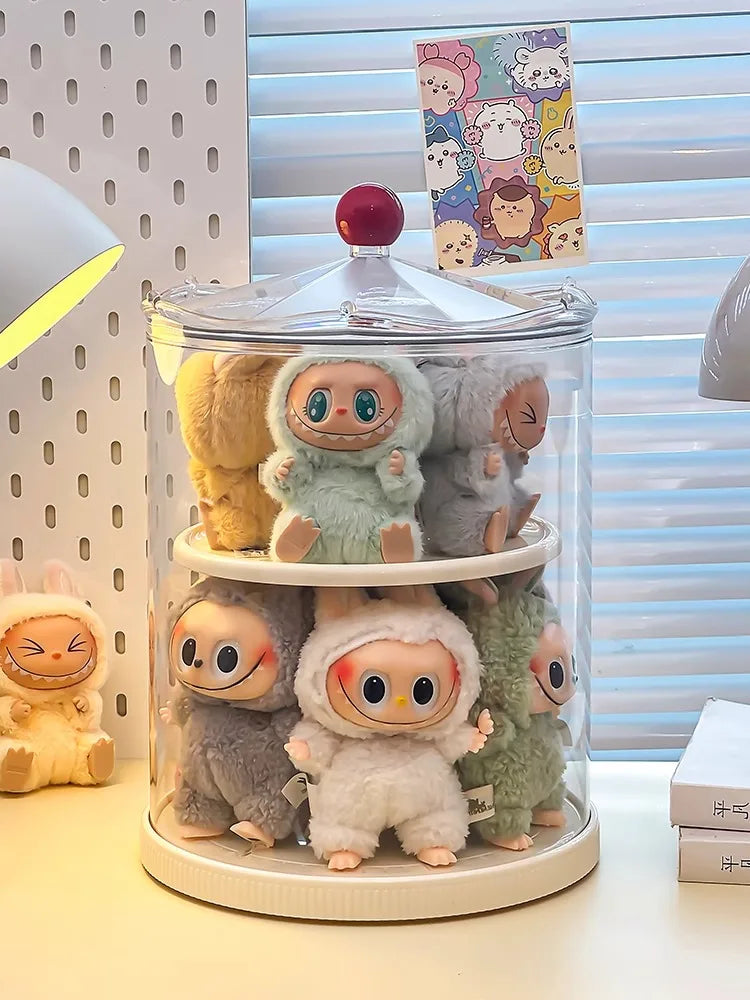 Labubu Rotating Display Box, Transparent Acrylic, Plush Doll Hand-Made Dust-Proof Labubu Pendant Storage Box. Lootquake LLC